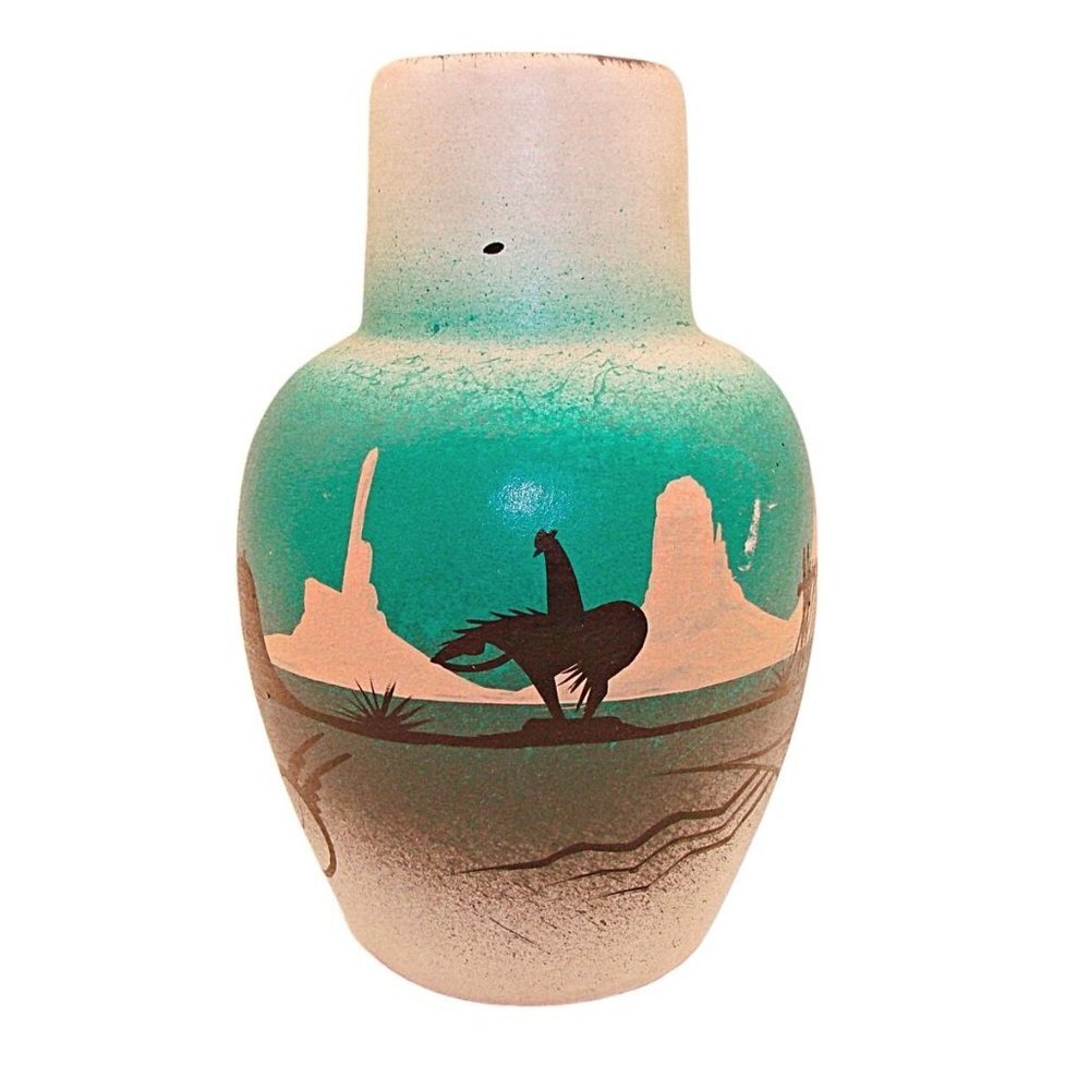 Binishtaa Navajo Native American Pottery Vase Artist Signed Hand Painted Art Jar